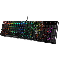 Redragon  K556 mehāniskā spēļu tastatūra, ASV izkārtojums, 18 režīmu RGB apgaismojums, pilnībā programmējams, metāla panelis, ergonomiska tastatūra, melna (sarkans slēdzis)