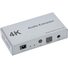 ASHATA HDMI slēdzis 4K HDMI sadalītājs 2 vienā izvadā 2 x 1 HDMI audio nosūcēja sadalītājs 2 līdz 1 HDMI audio pārveidotāja adaptera sadalītājs ar optisko SPDIF + 3,5 mm sieviešu