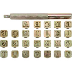 Mogokoyo 26 Pieces A-Z Alphabet Letters Metal Stamp Set Stamping Punch Leather Tools for DIY Handmade Leather (6 mm)