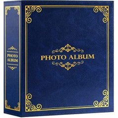 Lanpn Photo Album 10 x 15 600 Traditional Large XXL Faux Leather Slip In Album for Portrait and Landscape Photos Pictures Blue