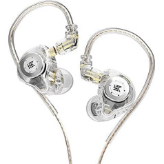 Ez Ear KZ EDX Pro In Ear Monitor, 10mm Dual Magnetic Dynamic Unit Low Frequency HiFi Headphones with 0.75mm 2Pin Detachable Design Cable (Translucent White, No Microphone)