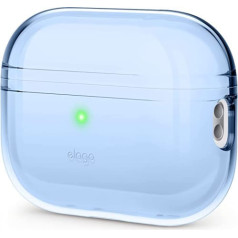 elago Clear Case saderīgs ar Apple AirPods Pro 2nd Generation (2022) — aizsargvāciņš, triecienizturīgs, ietver gēla siksnu, bezvadu uzlādi, samazina dzeltēšanu (Aqua Blue)