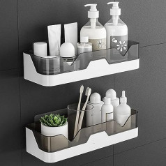 Eigpluy Set of 2 Bathroom Shelves, No Drilling Bathroom Shelves, Shower Shelf, Plastic Shower Baskets Wall Mounted for Kitchen and Bathroom