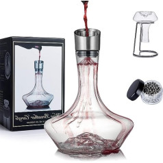 Eisberg Wine Carafe Set, Wine Aerator Carafe with Ventilation Filter, Drying Stand and Cleaning Beads, Decanter Red Wine, Wine Decanter, 100% Hand-Blown Lead-Free Crystal Glasses (1400 ml)