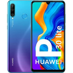 Huawei P30 Lite 128GB Mobile Phone, Light Blue/Purple, Peacock Blue, Android 9.0 (Pie)