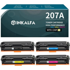 Inkalfa 4 Pack 207A 207X Multipack MFP M283fdw toneris (1 x W2210A W2211A W2212A W2213A) HP Color Laserjet Pro M255dw M282nw M283fdn M255nw M255 M255 M255 M255 M255 M213A nomaiņa. M283 - melna ciāndzeltena purpursarkana ar mikroshēmu