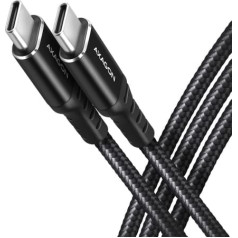 Action Bucm-cm10ab cable usb-c - usb-c 2.0, 1m, pd 60w, 3a, aluminum, black braid