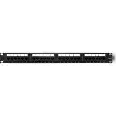 Qoltec Patch panel rack | 24 ports | cat.5e utp | black