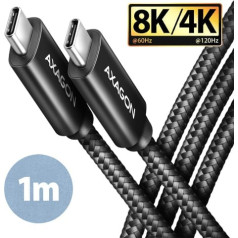 Action Bucm432-cm10ab usb-c kabelis - usb-c, usb4 gen 3x2 1m, pd 100w, 8k hd, alu, melns pinums