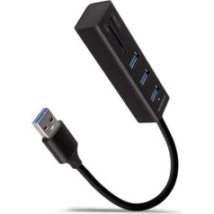 Action HMA-CR3A Multiport Hub 3x USB-A + SD/MicroSD, USB3.2 Gen 1 Hub, metāls, 20 cm USB-A kabelis