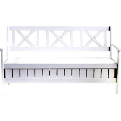 Ambientehome Bench Solid Wood Storage Bench Evje 150 cm Garden Bench/Seat – White 157X63X88 cm 90463