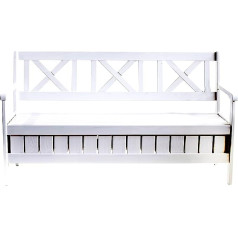 Ambientehome sols masīvkoka glabāšanas sols Evje 150 cm dārza sols/sēdeklis – balts 157X63X88 cm 90463