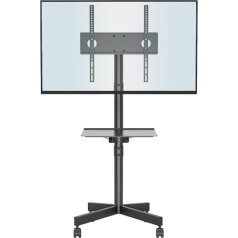 BONTEC Mobile TV Stand on Wheels for 23-60 Inch Plasma / LCD / LED TV, Portable TV Stand with Laptop Shelf, Height-Adjustable Rolling TV Trolley up to 25 kg, Max. VESA 400 x 400 mm