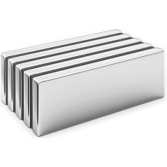 Realth MC605 magnētu stienis, neodīma stiprs pastāvīgais magnēts 60 mm x 20 mm x 5 mm ledusskapja biroja zinātnes projektam un Craft 5 pack