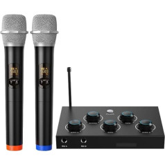 DIGITNOW! Karaoke mikrofons bezvadu Bluetooth Karaoke sistēma ar bezvadu mikrofonu, divu bezvadu mikrofonu komplekts televizoram, karaoke, ballīte, dīdžejs, baznīca, kāzas, atbalsta HDMI ARC, optiskais, papildu