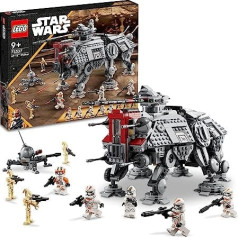 Lego 75337 Star Wars at-TE Walker kustīgo rotaļlietu modeļu komplekts ar mini figūriņām, ieskaitot 3 klonu karavīrus, kaujas droīdu un rūķu rotējošu droidu