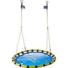 Hudora Nest Swing Aluminium 120 cm. Height Adjustable Garden Swing up to 120 kg. Can be used indoors and outdoors, 120 cm, blue/yellow