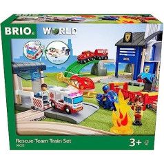 BRIO World 36025 Police and Fire Brigade Set Deluxe - Large Rescue Set with Police Station, Fire Train, Fire Helicopter and Ambulance - Recommended for Children from 3 Years