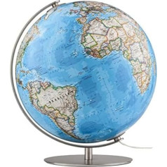 Fusion 3703 Classic: 37 cm apgaismots globuss, National Geographic klasiskā kartogrāfija, matēta nerūsējošā tērauda meridiāns un pamatne (klasiskais globuss)