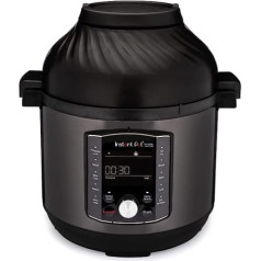 Instant Pot Pro Crisp 11-in-1 elektriskā daudzfunkcionālā plīts — augstspiediena plīts, karstā gaisa cepeškrāsns, lēnā plīts, tvaikonis, grils, dehidrētājs un Sous Vide mašīna — melns nerūsējošais tērauds, 1500 W, 7,6 l, Pro Cri