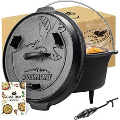 Overmont Dutch Oven fire pot cast iron cooking pot for garden campfire, camping., l