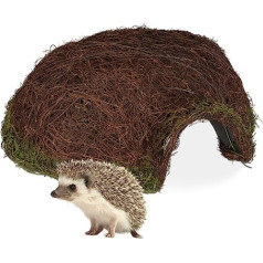 Relaxdays Hedgehog House, Igloo Winter Quarters for Garden, Laikapstākļiem izturīgs Hedgehog Dome Rattan A 20 x W 52 x D 45 cm, Natural