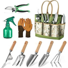 Grenebo dārza instrumenti: 9 gabalu dārza instrumentu komplekts dārza darbiem ar lielu dārza somu un šķērēm, ideālas dārza dāvanas sievietēm/vīriešiem, dāvanas mammai