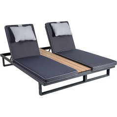 Greemotion Bora Double Sun Lounger, Anthracite, Approx. 195 x 90 x 27.5 cm