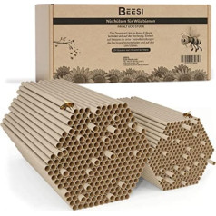 BEESI 600 x Nesting Sleeves for Wild Bees 6 and 8 mm Diameter I Water-Repellent Long Life I Nesting Aid Accessories Filling Material for Insect Hotel