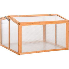 Outsunny Cold Frame siltumnīcas aukstā karkasa augu dobe ar koka un polikarbonāta pārsegu, laikapstākļiem izturīgs oranžs 90 x 80 x 58 cm