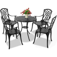 Centurion atbalsta OSHOWA dārza galdu un terases galdu un 4 lielus krēslus ar roku balstiem, lieta alumīnija melna
