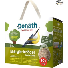 Donath Organic Energy Dumplings, Shell-Free in Organic Net, Fat Balls in Organic Net, 100 g per Dumpling, Bowl-Free, All Year Round Wild Bird Food, From Our Manufacturer in South Germany - Box of 30