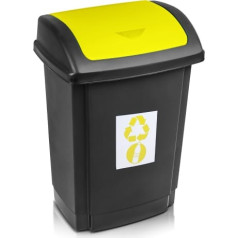 Plast Team Swing 25L atkritumu tvertne melna ar dzeltenu vāku