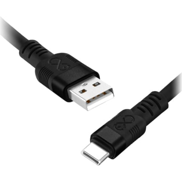 Orno USB-A — USB-C eXc WHIPPY Pro kabelis, 2 M, 60 W, ātra uzlāde, tumša krāsa