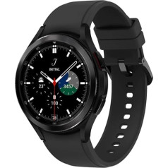 Samsung Galaxy Watch4 Classic, apaļš Bluetooth viedpulkstenis, Wear OS, rotējošs rāmis, fitnesa pulkstenis, fitnesa izsekotājs, 46 mm, melns (vācu versija)