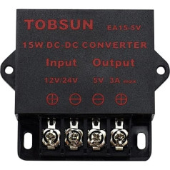 DC DC Step Down Supernight DC 12 V ~ 24 V to 5 V 3 A 15 W Converter Downward Controller 5 V Regulated Power Supply Transformer for LED Displays, Automotives, Electricity etc.