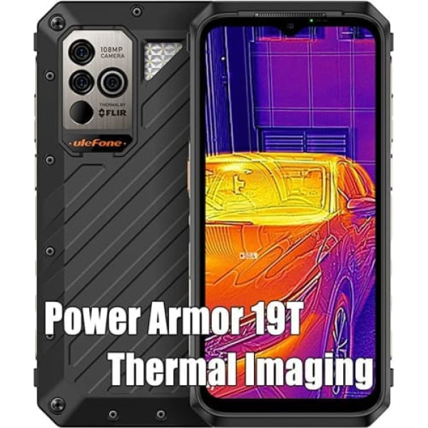 Ulefone Power Armor 19T āra mobilie tālruņi bez līguma, MTK G99 17GB + 256GB āra viedtālrunis Android 12, 108MP + termiskās attēlveidošanas kamera, 6,58 collu FHD+, 9600 mAh akumulators, IP68 mobilais tālrunis bez līguma, Dual NFC 4 GSMOT