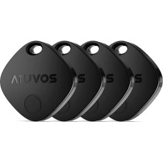 ATUVOS Key Finder KeyFinder 4 Pack, Smart Bluetooth Tracker Tag Saderīgs ar Apple Kur atrodas? Lietotne (tikai iOS), atslēgu meklētājs bagāžai/makiem/somām/čemodāniem, IP67 ūdensizturīgs, maināms akumulators