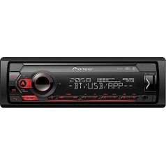 Pioneer MVH-S420DAB ar DAB antenu, 1DIN automašīnas radio ar DAB+, sarkans, vācu izvēlnes ceļvedis, Bluetooth, USB, AUX ieeja, iPod/iPhone tiešā vadība, brīvroku komplekts, viedā sinhronizācija