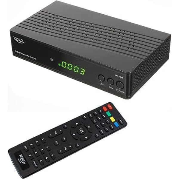 XORO HRS 9194 — DVB-S2 FullHD satelīta dvīņu uztvērējs, PVR gatavs — 2 vienlaicīga ierakstīšana, Timeshift, EPG, USB 2.0 multivides atskaņotājs, 12 porti