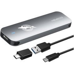 Dogfish Portable External SSD 1TB Ngff 2242/2260/2280 Grey Metal USB 3.1 Type-C Ultra Lightweight External Mini Breathable SSD for Mac/Windows/Android/Linux (up to 6Gbps, with LED)