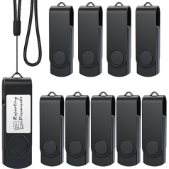 512 MB USB zibatmiņas disks Uflatek melns Memory Stick Pack of 10 USB 2.0 mazas ietilpības Memory Stick Metāla zibatmiņas disks Pagrieziet Pendrive dāvanām