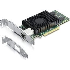 H!Fiber 10 GB RJ45 PCI-E tīkla kartes NIC, salīdziniet ar Intel X540-T1, ar Intel X540-BT2 mikroshēmu, vienu RJ45 portu, PCI Express X8, Ethernet konverģētā tīkla adaptera atbalstu Windows/Linux/VM. Pro