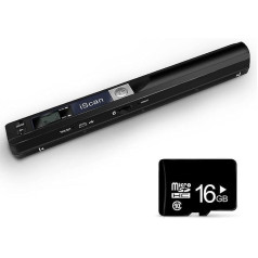 AOZBZ portatīvais dokumentu skeneris 900DPI rokas USB attēlu skeneris A4 krāsu fotoattēlu mobilais skeneris (JPG/PDF formāta liela ātruma USB 2.0) (skeneris + 16GTF karte)
