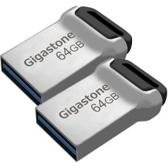 Gigastone Z90 64 GB 2 pakotņu USB 3.1 zibatmiņas disks, Mini Fit metāla ūdensizturīgs kompaktais pildspalvas diskdzinis, uzticamas veiktspējas zibatmiņas disks, USB 2.0/USB 3.0 interfeiss saderīgs