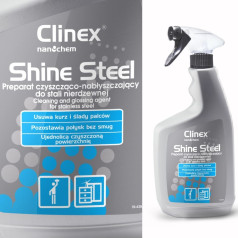 Produkts mēbeļu un ierīču tīrīšanai un pulēšanai no nerūsējošā tērauda CLINEX Shine Steel 650ML