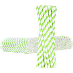 Бумажные соломинки БИО экологические БУМАЖНЫЕ СОЛОМИНКИ толщиной 8/205 мм - бело-зеленые 500 шт.