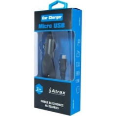 ATX Platinum Premium Auto Lādētājs 12 / 24V / 1A + Micro USB kabelis Melns (Blue Blister)