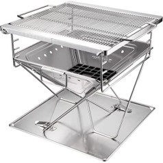 kempinga mēness CAMPINGMOON 3-in-1 Tragbarer Edelstahl-Holzbrennergrill und Feuerstelle ar Tragetasche MT-035/MT-045/MT-055 (JP Größe MT045)