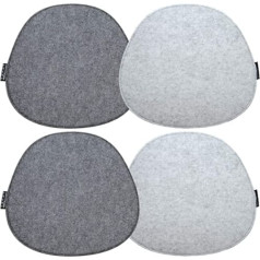 DuneDesign 4 Oval Felt Seat Cushions 40 x 37 cm Light Grey / Grey